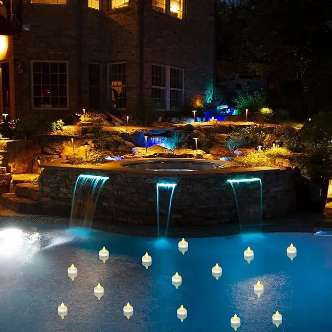 72 Pack Flameless Flickering Floating Tea Lights, Warm White Battery Operated Outdoor Waterproof Candles, LED Votive Tealight Candles Bulk for Wedding Centerpiece Vase Pond Halloween Decorations by GreenHaven Gardens