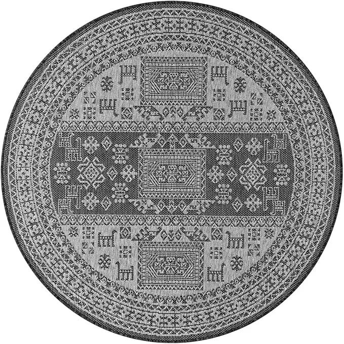 Keen Home Design Terrace Outdoor Round Rug - 5ft Round Washable Indoor/Outdoor Rug for Patio, Kitchen, Balcony, Beach, Garden, Deck and Porch, Size: 5'3" Round by GreenHaven Gardens