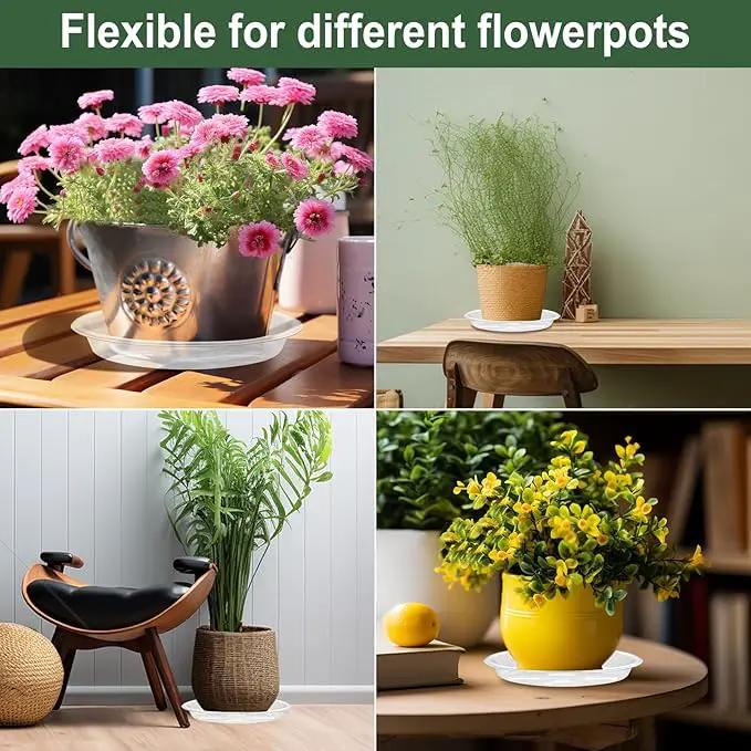 BORPEIN Plant Saucer (6,8,10inch, 18 Pack) Clear Plastic Plant Trays for Pots Indoors Outdoors,Thicker Flower Pot Saucers, Plant Plate to Catch Water by GreenHaven Gardens