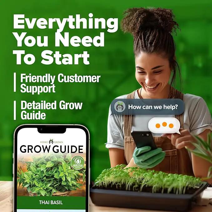 HOME GROWN Thai Basil Seeds Pack - 876 High Germination 𝗡𝗢𝗡-𝗚𝗠𝗢 𝗨𝗦𝗔 Heirloom Herb Seeds for Planting,Ideal for Growing Fresh Basil Planting Indoor or Outdoor(Ocimum basilicum var.thyrsiflora) by GreenHaven Gardens