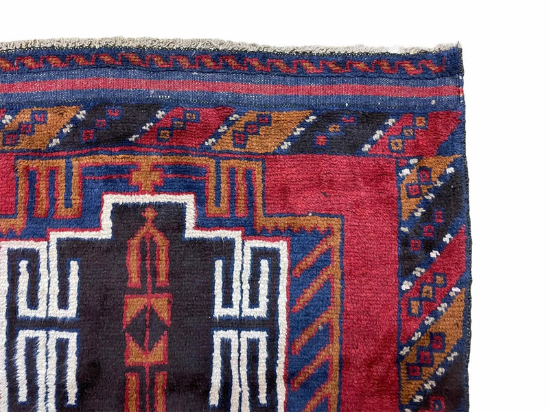 3 X 5 Vintage Handmade Tribal Wool Rug Balouchi Rug Afghan Rug Red Beige Nice by Jewel Rugs