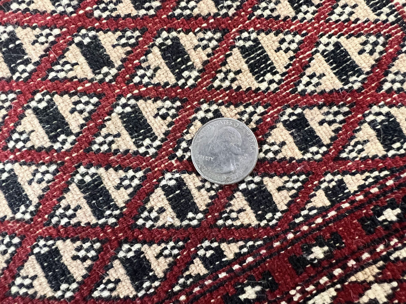 Pakistani Turkoman Bokhara Rug 6x9, Fine Wool Vintage Hand Knotted Handmade Yamud Oriental Carpet 6 x 9, Red Turkoman Rug, Tribal Rug by Jewel Rugs
