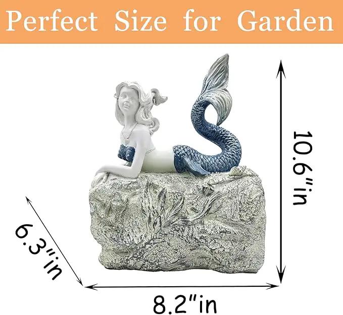 Mermaid Statue Garden Rain Downspout Diverter, Decorative Gutter Extension, Splash Block, Eco-Friendly Resin Downspout Extension,Perfect Rain Diverter for 3"x4" Downspouts (10.6 in) by GreenHaven Gardens