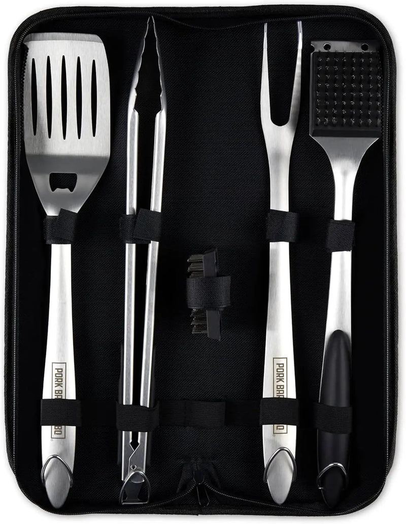 Pork Barrel BBQ Tool Set Grill Kit - Premium Stainless Steel BBQ Grill Accessories, Grilling Tools & BBQ Accessories for Outdoor Grill - Perfect BBQ Tools and Grilling Gifts for Men by GreenHaven Gardens