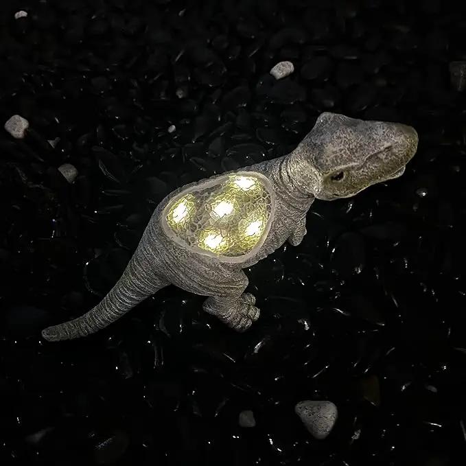 Solar Powered Lifelike Dinosaur Garden Statue Hand-Made Glass Craftsmanship Resin Outdoor Tyrannosaurus Figurine Light Decoration Home Decor Lawn Yard Patio Porch Ornament Gift by GreenHaven Gardens