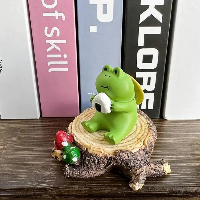 Miniature Frog Figurines - Cute Frog Sculpture for Outdoor Fairy Garden and Desk Decorations - Adorable Figurine Statue Decor for Plant Shelf, Desk, Office, Bedroom by GreenHaven Gardens