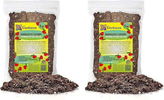 Barbados Cherry Plant Potting Soil - All-Natural Blend for Thriving Cherry Plants - Boosts Root Health and Flavorful Harvests - 10 Quart by GreenHaven Gardens
