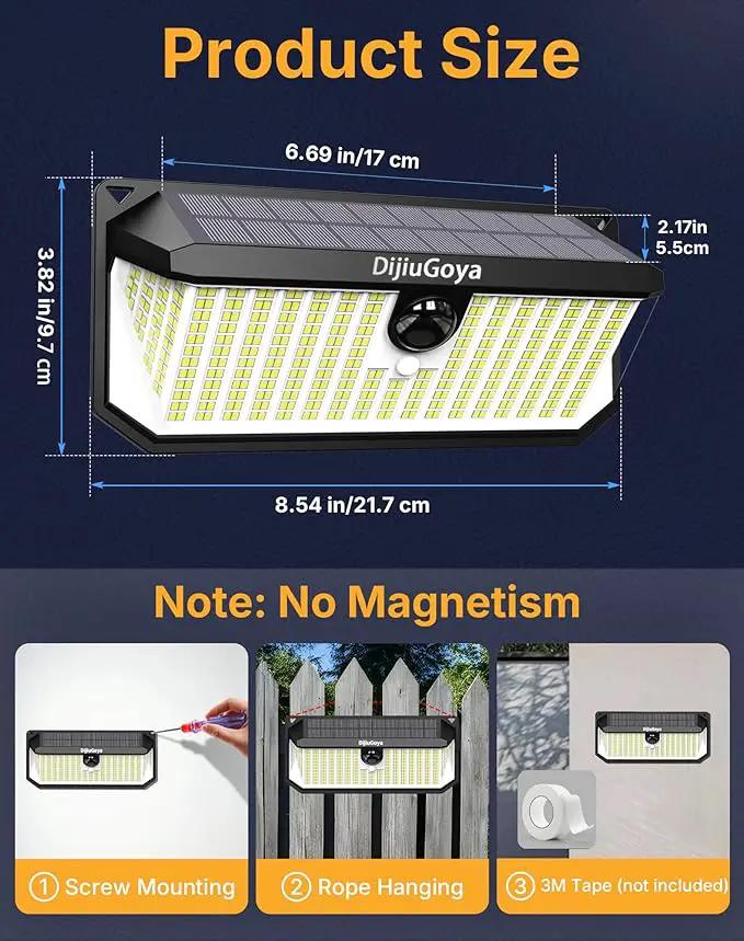 Solar Security Lights, 466 LED 4000 Lm - 270° Motion Sensor, IP68 Waterproof, 3 Lighting Modes, Dusk-to-Dawn Outdoor Flood Light for Fence Garden Backyard Garage - Pack of 4 by GreenHaven Gardens