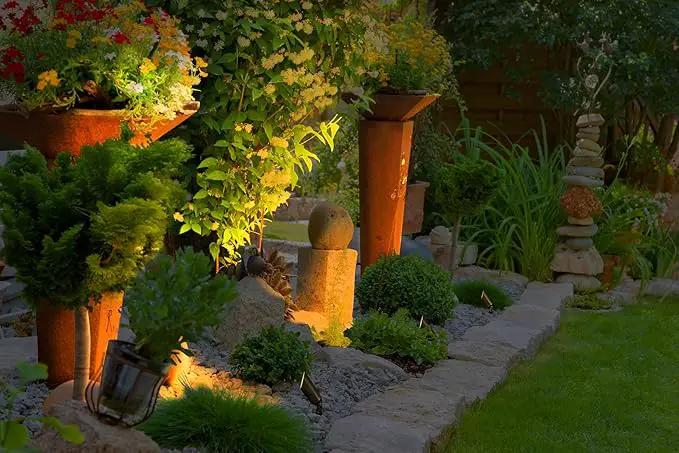 GKOLED 12 Pack Brass Landscape Spotlight, LED Low Voltage Landscape Lighting, Outdoor Adjustable Lights for Yard Wall Lawn Tree Patio Garden, Waterproof Directional Up Light with 5W MR16 Bulb by GreenHaven Gardens