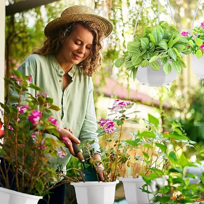 Roshtia 24 Pcs Hanging Plastic Planter Pot with Hook Flower Pots Baskets Hanging Nursery Planter Holder for Outdoor Indoor Plant Garden (Ceramic White,5 Inch) by GreenHaven Gardens