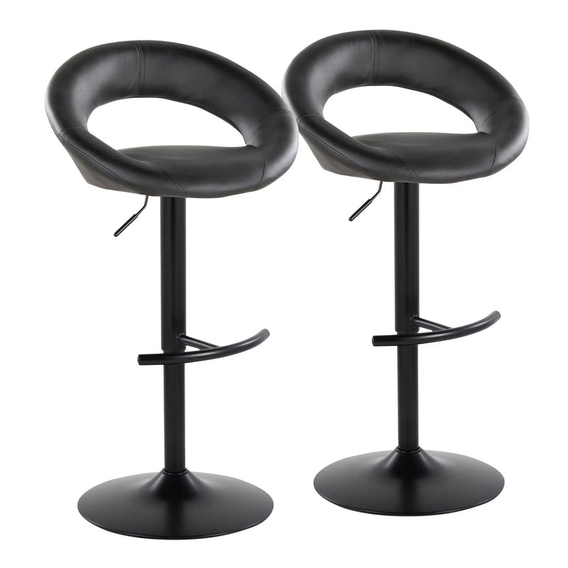 Posh - Contemporary Adjustable Barstool With Swivel & Rounded T Footrest (Set of 2) by Unique Piece Furniture