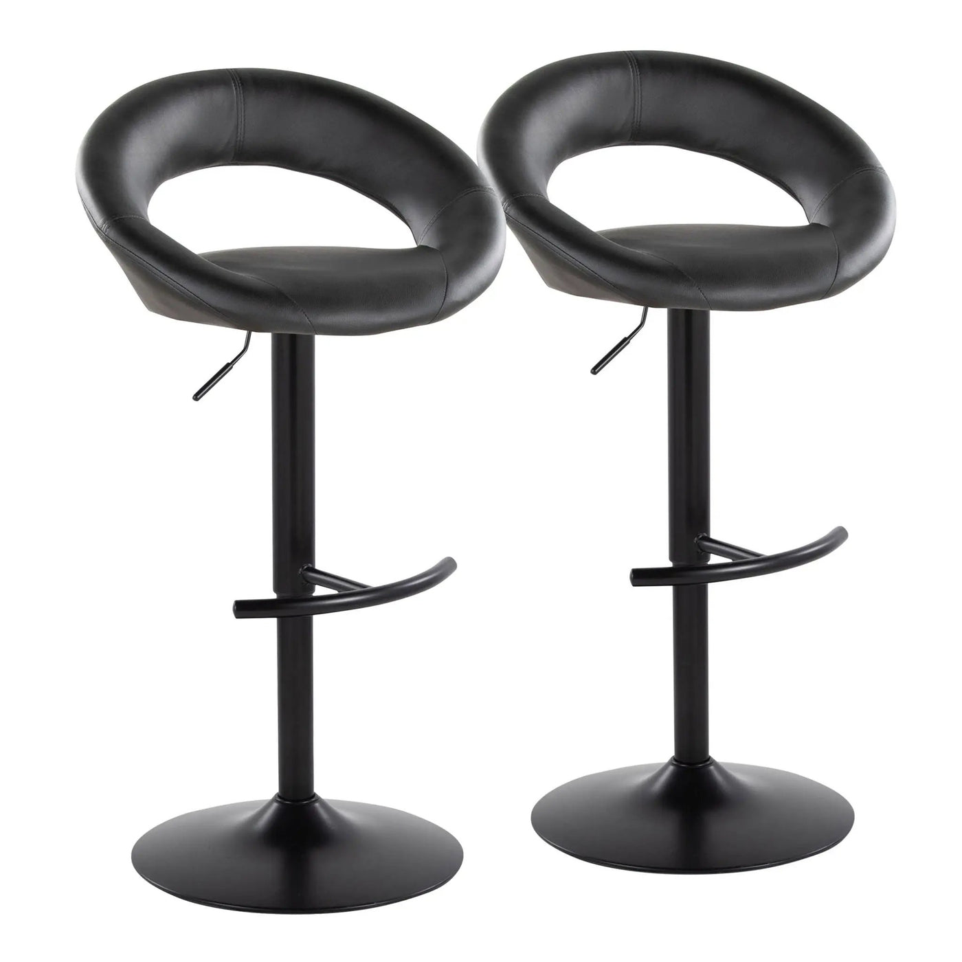 Posh - Contemporary Adjustable Barstool With Swivel & Rounded T Footrest (Set of 2) by HouseOfZazla
