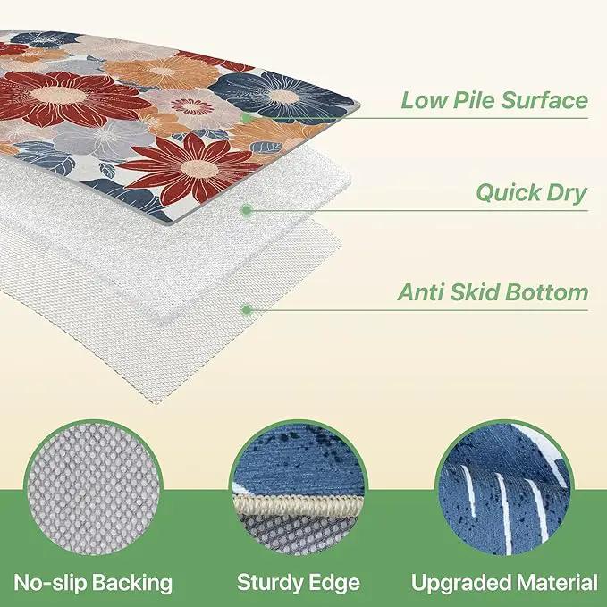 GENIMO Indoor Outdoor Area Rug 6' X 9' Waterproof, Washable Patio Rug Non Shedding, Easy Cleaning Floral Outdoor Carpet for Living Room, Bedroom, Dining Room, Balcony, Backyard, Deck, RV, Red Blue by GreenHaven Gardens