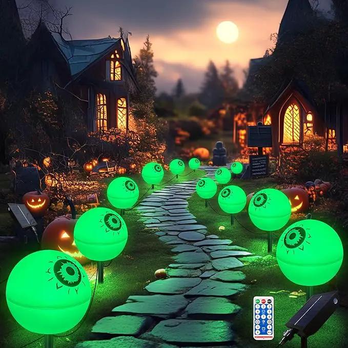 Outdoor Solar Lights Waterproof Decorations, 6 Pack Solar Globe Lights for Garden Decorations, Outside Ghost Solar Scary Eyeball Pathway Lights Decor for St. Patrick's Day Tree Garden Lawn Yard by GreenHaven Gardens
