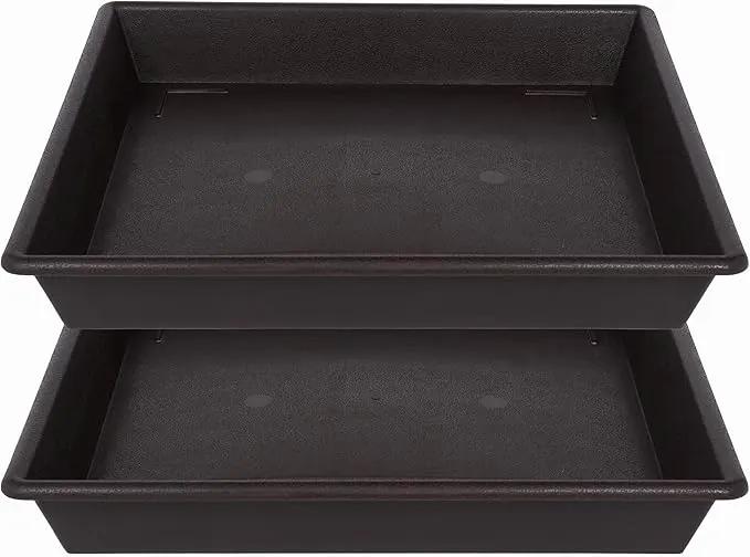 Square Plant Saucer 16 Inch 2 Pack, Plant Stand Plant Trays for Pots Heavy Duty Plastic Plant Saucers for Indoors Outdoors, Flower Pot No Holes Plant Lover Gardening Gifts by GreenHaven Gardens