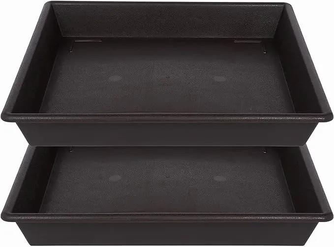 Square Plant Saucer 14 Inch 2 Pack，Plant Stand Plant Trays for Pots Heavy Duty Plastic Plant Saucers for Indoors Outdoors, Flower Pot No Holes Plant Lover Gardening Gifts by GreenHaven Gardens