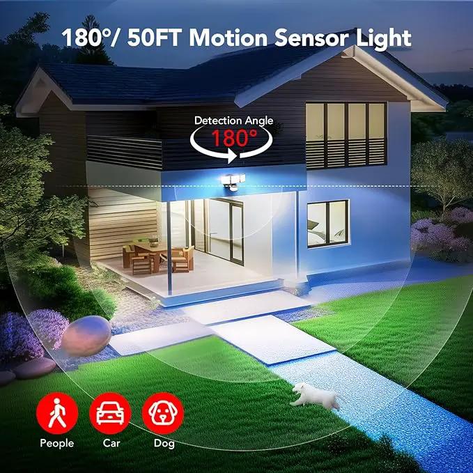OREiN 4500LM/35W Flood Lights Outdoor, 180°/40FT Motion Sensor Outdoor Lights Dusk to Dawn Security Lights IP65 Waterproof 3 Modes for Outside 4500SQ.FT Front Door, Garage, Bronze (Hardwired) by GreenHaven Gardens