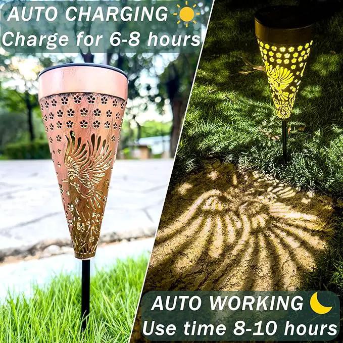2-Pack Hummingbird Outdoor Solar Pathway Lights, Metal Garden Path Decorations, Waterproof Landscape Lighting for Yard, Lawn, Walkway – Gifts for Women, Mom, Grandma by GreenHaven Gardens