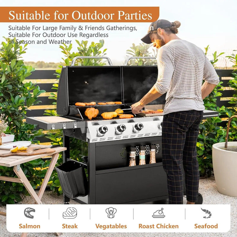 Sophia & William Propane Gas Grill and Griddle Combo with Porcelain-Enameled Cast Iron Grates, Dual Outdoor BBQ Grill with Flat Top Griddle for Barbecue, 696 SQ.IN. Cooking Area by GreenHaven Gardens