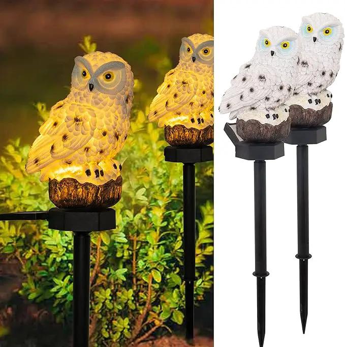 Dazzle Bright 2 Pack Owl Figure Solar LED Lights, Resin Garden Waterproof Decorations with Stake for Outdoor Yard Pathway Outside Patio Lawn Decor to Scare Birds Away, Gifts for Women, Owl Lovers by GreenHaven Gardens