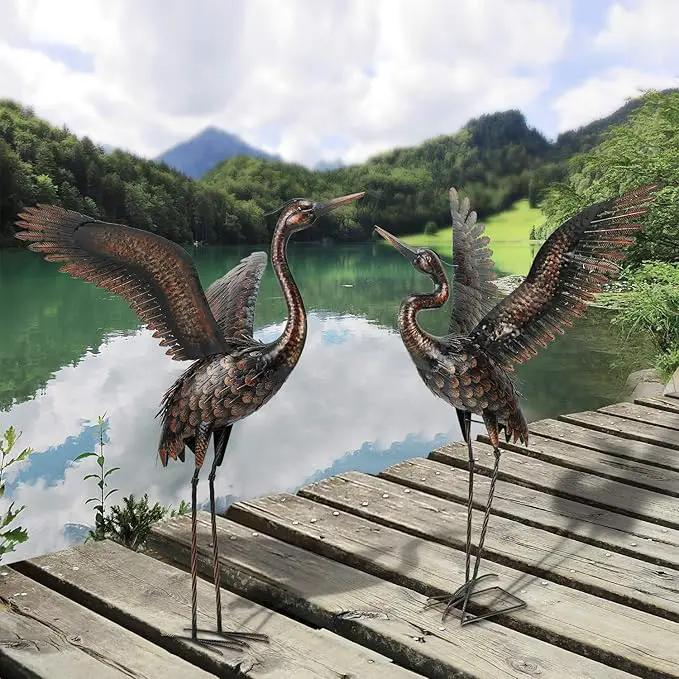 chisheen Garden Statue Outdoor Metal Heron Crane Yard Art Sculpture for Lawn Patio Backyard Decoration,46 inch (2-Pack) by GreenHaven Gardens