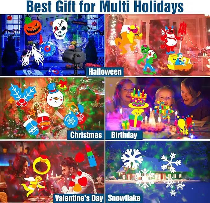 Christmas Projector Lights Outdoor, Holiday Projector With Remote Control Timer, 26 HD Effects (3D Ocean Wave & Patterns) Waterproof Landscape for Halloween Party Decorations by GreenHaven Gardens