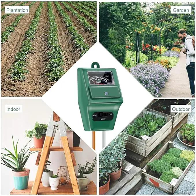 Soil pH Meter, MS02 3-in-1 Soil Moisture/Light/pH Tester Gardening Tool Kits for Plant Care, Great for Garden, Lawn, Farm, Indoor & Outdoor Use (Green)