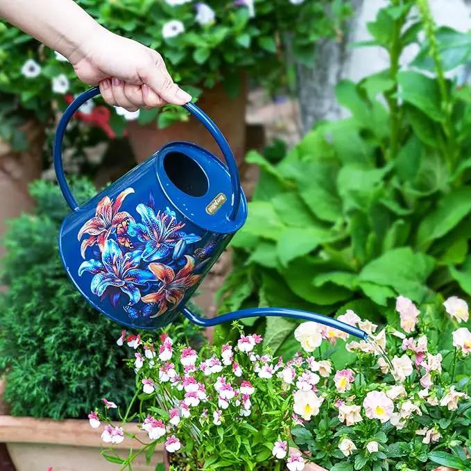 Berry&Bird House Plants Watering Can - Indoor&Outdoor 1/2 Gallon Stainless Steel Water Can with Long Spout Garden Decoration for Flower Bonsai Succulent Gardening Large Watwer Bottle (Lilium Brownii) by GreenHaven Gardens