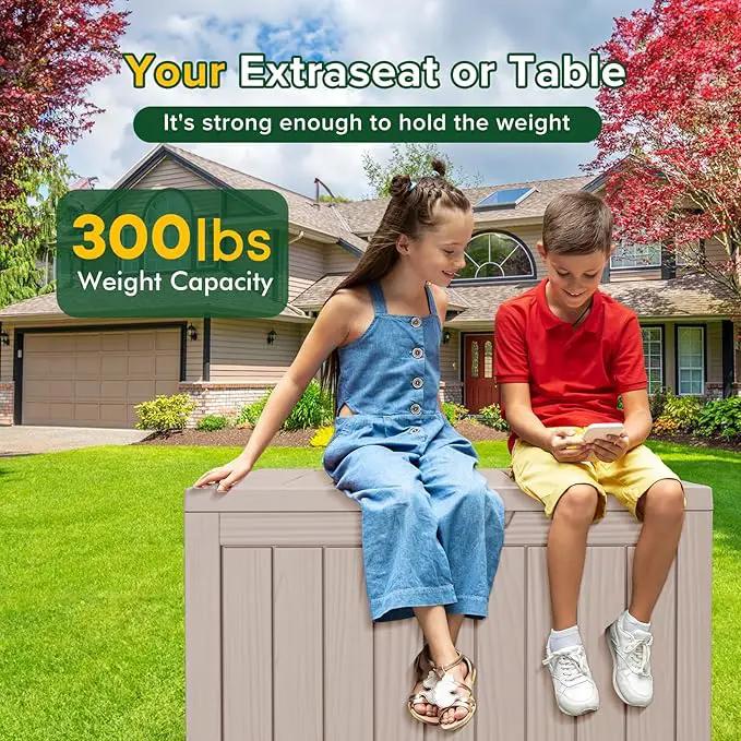 45 Gallon Outdoor Storage Box Waterproof Lockable Resin Deck Box Large, Patio Storage Bin for Pool Accessories Cushion Furniture, Garden Tools, UV-Resistant Outside Delivery Light Coffee by GreenHaven Gardens