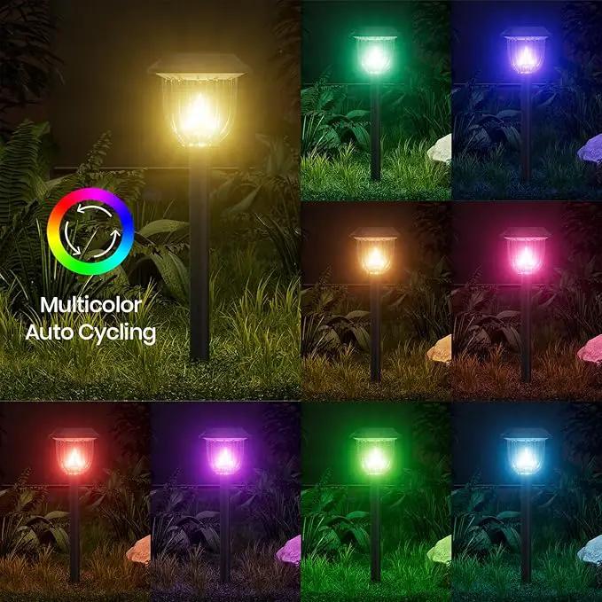 AOSEA 2 Pack Solar Pathway Lights Outdoor Waterproof - Auto RGB Color Changing Solar Lights, IP65, 12H Bright, Durable Plastic - Perfect for Garden & Walkway by GreenHaven Gardens