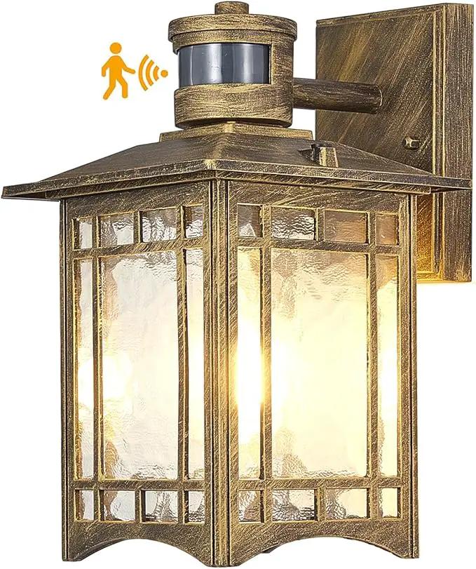 Bronze Outdoor Motion Sensor Lights - Dusk to Dawn Lighting Fixture for Outside House Exterior - Wall Mount Porch Lantern with Yard Front Motion Detector - Garage Patio Anti-Rust Light by GreenHaven Gardens