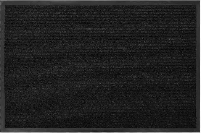 fani Heavy Duty Large Outdoor Indoor Entrance Black Doormat Waterproof Low Profile Entrance Rug Front Door Mat Patio Anti-Skid Rubber Back, 23x35 inch (Black) by GreenHaven Gardens