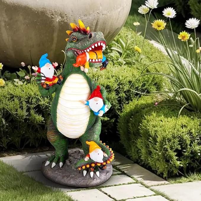 Dinosaur Eating Gnomes Garden Decor Statue - Funny Dinosaur Gnome Massacre Outdoor Decor for Yard, Patio, Lawn Ornaments - Garden Gifts for Mothers Day, Housewarming, Festival by GreenHaven Gardens