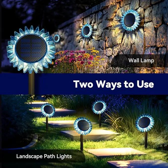 Hogni 6PK Solar Garden Lights, Ground Stake/Hang 2 in 1 Solar Sunflowers Outdoor Waterproof IP67, Outdoor Decor for Pathway Walkway Landscape Backyard Fence Decoration by GreenHaven Gardens