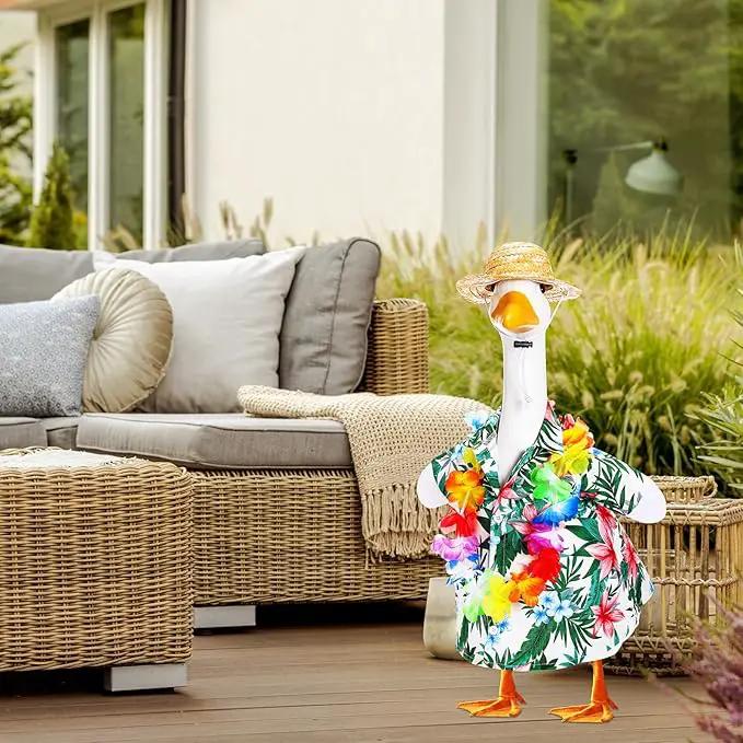 Goose Outfit Lawn Goose Porch Clothing Outfits for Yard Summer Luau 23'' Lawn Outdoor Decoration(Hawaiian Style) by GreenHaven Gardens