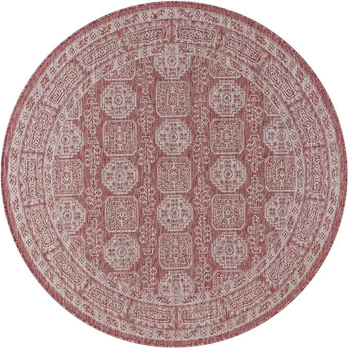 Keen Home Design Terrace Outdoor Round Rug - 8ft Round Washable Indoor/Outdoor Rug for Patio, Kitchen, Balcony, Beach, Garden, Deck and Porch, Size: 7'7" Round by GreenHaven Gardens