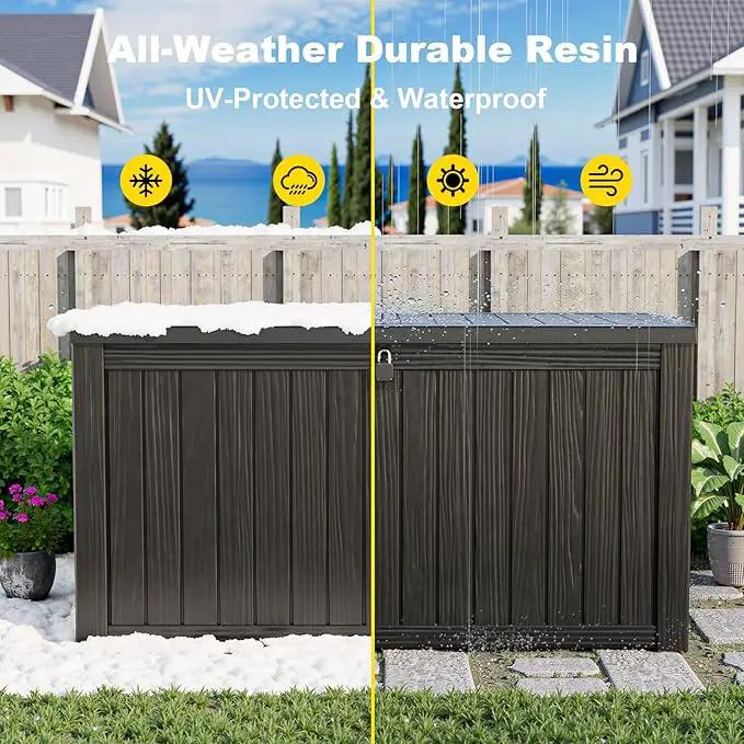 DRATO 150 Gallon Outdoor Storage Box, Large Waterproof Deck Box, Lockable Resin Storage Container with Reinforced Support for Patio Cushions, Garden Tools, UV-Resistant Outdoor Chest（Black） by GreenHaven Gardens