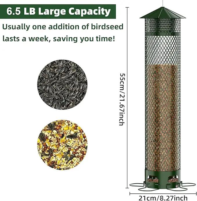 Lager Bird Feeder,Metal Squirrel Proof Bird Feeders for Outdoors Hanging 6.5LB Capacity,Easily Beat Squirrels,Attracting Finch,Cardinal,Chickadee by GreenHaven Gardens