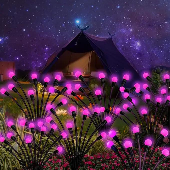 Solar Garden Lights Outdoor, 6 Pack 60 LED Solar Pink Firefly Lights Waterproof, Sway by Wind, Solar Swaying Light for Yard Patio Backyard Garden Planter Flower Bed Pathway Outdoor Decoration by GreenHaven Gardens