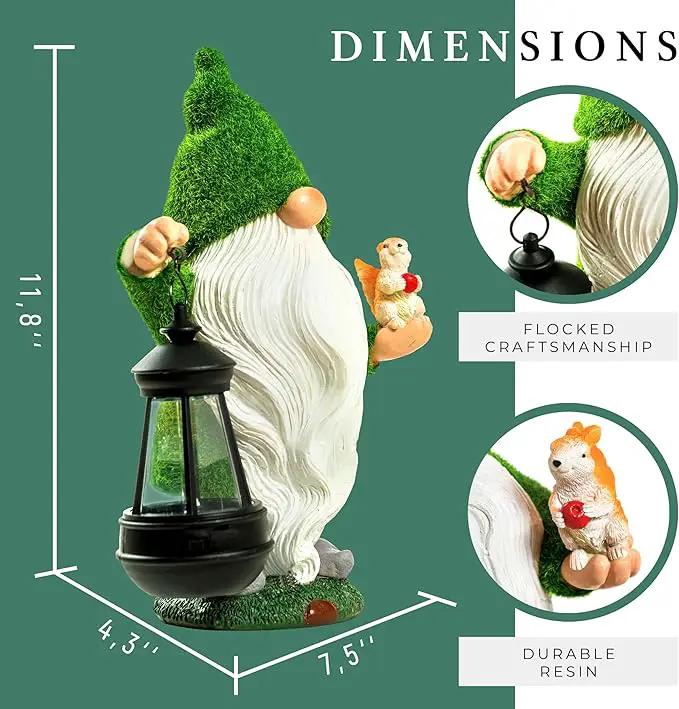 Garden Gnome with Squirrel 11.8, Gnomes with Solar Lantern, Garden Statues Outdoor Clearance, Garden Gnomes Outdoor Funny for Patio Decor, Fall Gnomes by GreenHaven Gardens