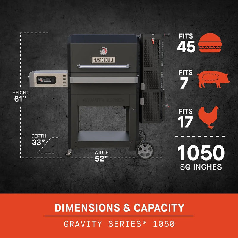 Masterbuilt® Gravity Series® 1050 Digital Charcoal Grill and Smoker with Digital Control, App Connectivity and 1,050 Cooking Square Inches in Black, Model MB20041220 by GreenHaven Gardens