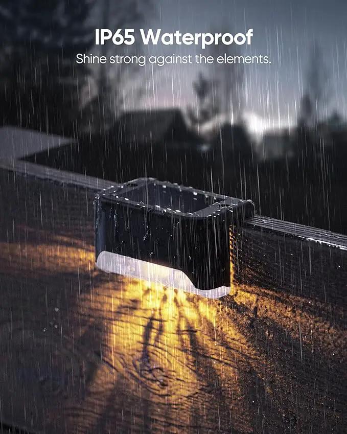 JACKYLED Solar Deck Lights 16 Pack Solar Fence Light Solar Powered Outdoor Step Light IP65 Waterproof LED Solar Pathway Light for Deck Fence Railing Garden Patio StairYard, Black by GreenHaven Gardens