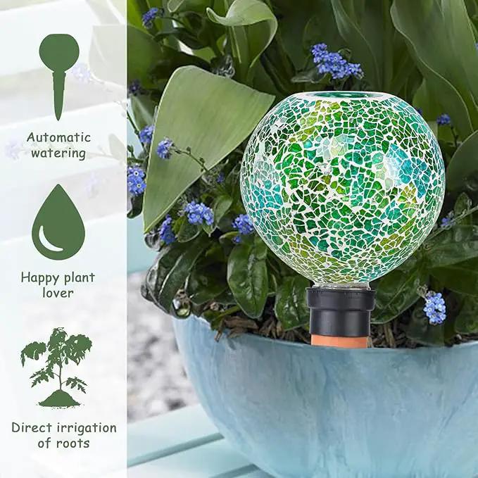 Terracotta Watering Spikes Mosaic Plant Watering Globes for Outdoor Plants 2 Pack Automatic Plant Waterer Indoor for Pots Garden Office by GreenHaven Gardens