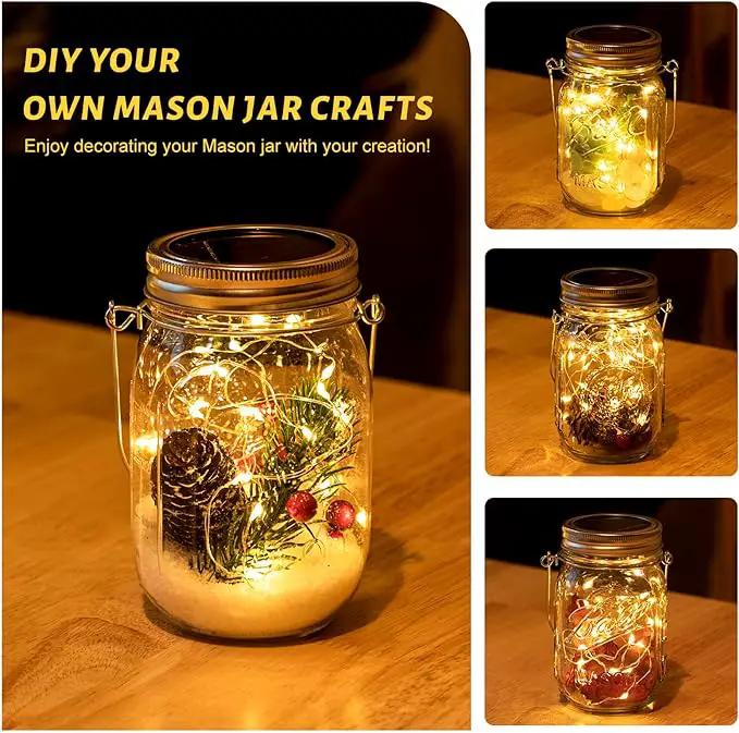 HXWEIYE 8 Pack Solar Mason Jar Lights Lanterns,Jars & Hangers Included，30LED Waterproof Hanging Outdoor Fairy Lights for Patio Garden Porch Yard Backyard Balcony Wedding(Warm White) by GreenHaven Gardens