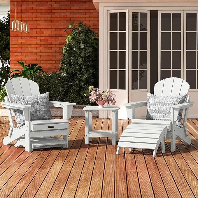 SERWALL Folding Adirondack Ottoman, White by GreenHaven Gardens