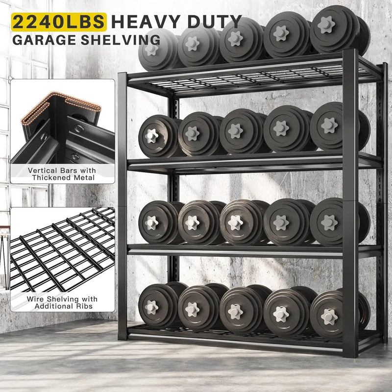 REIBII 40" W Garage Shelving 2240 LBS Storage Shelves Adjustable Heavy Duty Shelving 4 Tier Metal Shelves for Storage 59.5"H Metal Shelf for Pantry Basement Warehouse 40"W × 19.5"D × 59.5"H, 3 Pack by GreenHaven Gardens