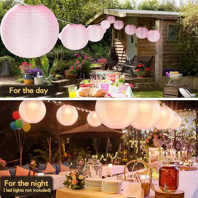 KNONEW 10 Pack Outdoor Silk Lanterns Decorative, 10inch Waterprooof Outside Indoor Chinese Hanging Round Lanterns for Weddings, Birthdays, Parties Decoration (Pink) by GreenHaven Gardens