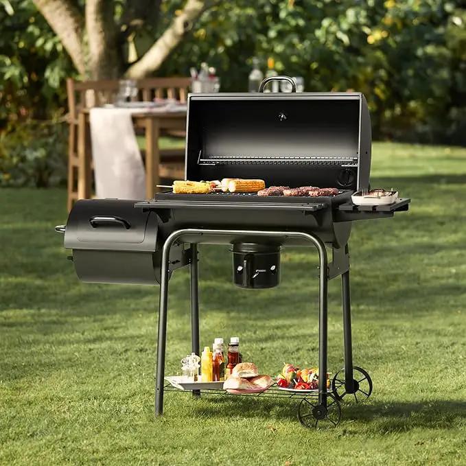 Devoko Charcoal Grill, Outdoor BBQ Grill with Offset Smoker and Side Table for Garden and Parties by GreenHaven Gardens