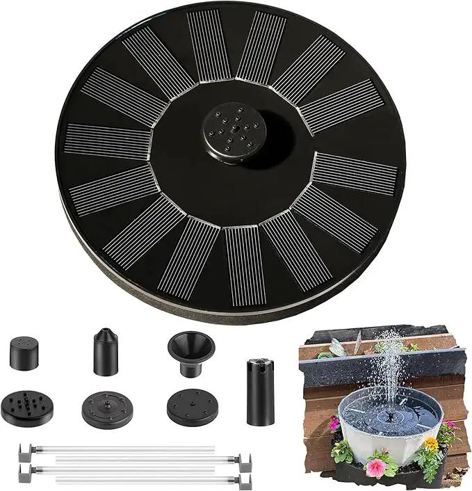 Solar Bird Bath Fountain Pump with 6 Nozzle and Anti-Collision Pole,1.4w Solar Powered Free Standing Floating Water Pump for Fish Tank, Pond, Pool, Garden and Outdoor by GreenHaven Gardens