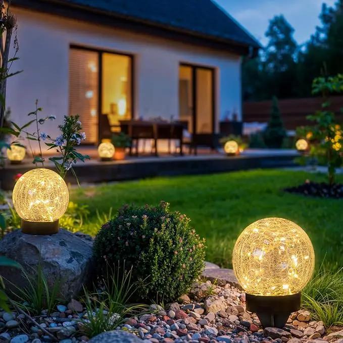 Beautyard Solar Globe Lights Outdoor USB Charged Garden Decor 3.94" Diameter 30LED 1000mAh Solar Globe Lights for Outdoor Indoor Mothers Day Gifts Holiday Decor(3.94'' Medium 4 Pack Warm White) by GreenHaven Gardens